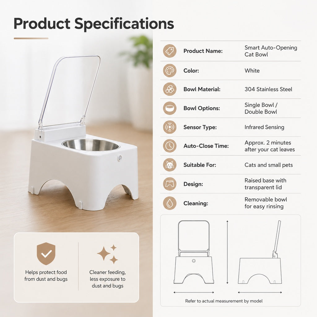 Rechargeable Infrared Auto-Opening Cat Bowl (Removable Bowl)