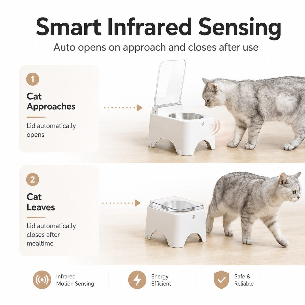 Rechargeable Infrared Auto-Opening Cat Bowl (Removable Bowl)