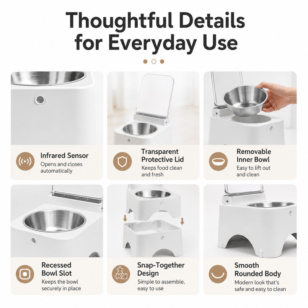 Rechargeable Infrared Auto-Opening Cat Bowl (Removable Bowl)