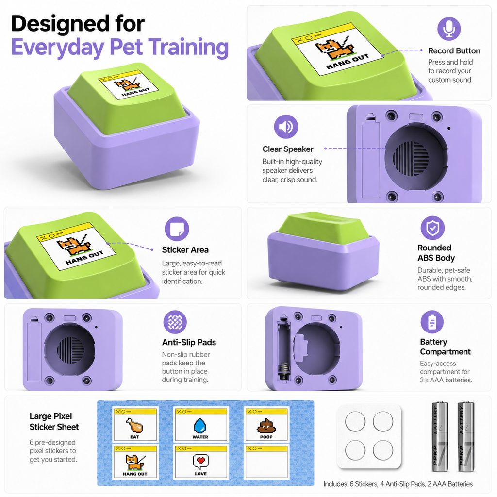 Recordable Anti-Slip Pet Communication Button