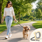Reflective Nylon One-Touch Retractable Dog Leash (Optional LED)