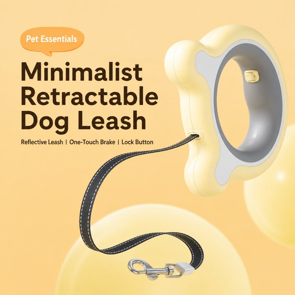 Reflective Nylon One-Touch Retractable Dog Leash (Optional LED)