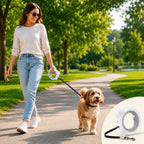 Reflective Nylon One-Touch Retractable Dog Leash (Optional LED)