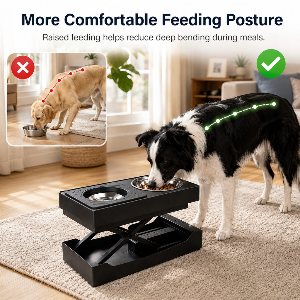 Remote-Controlled Height-Adjustable Dog Feeder (Stainless Steel Bowls)