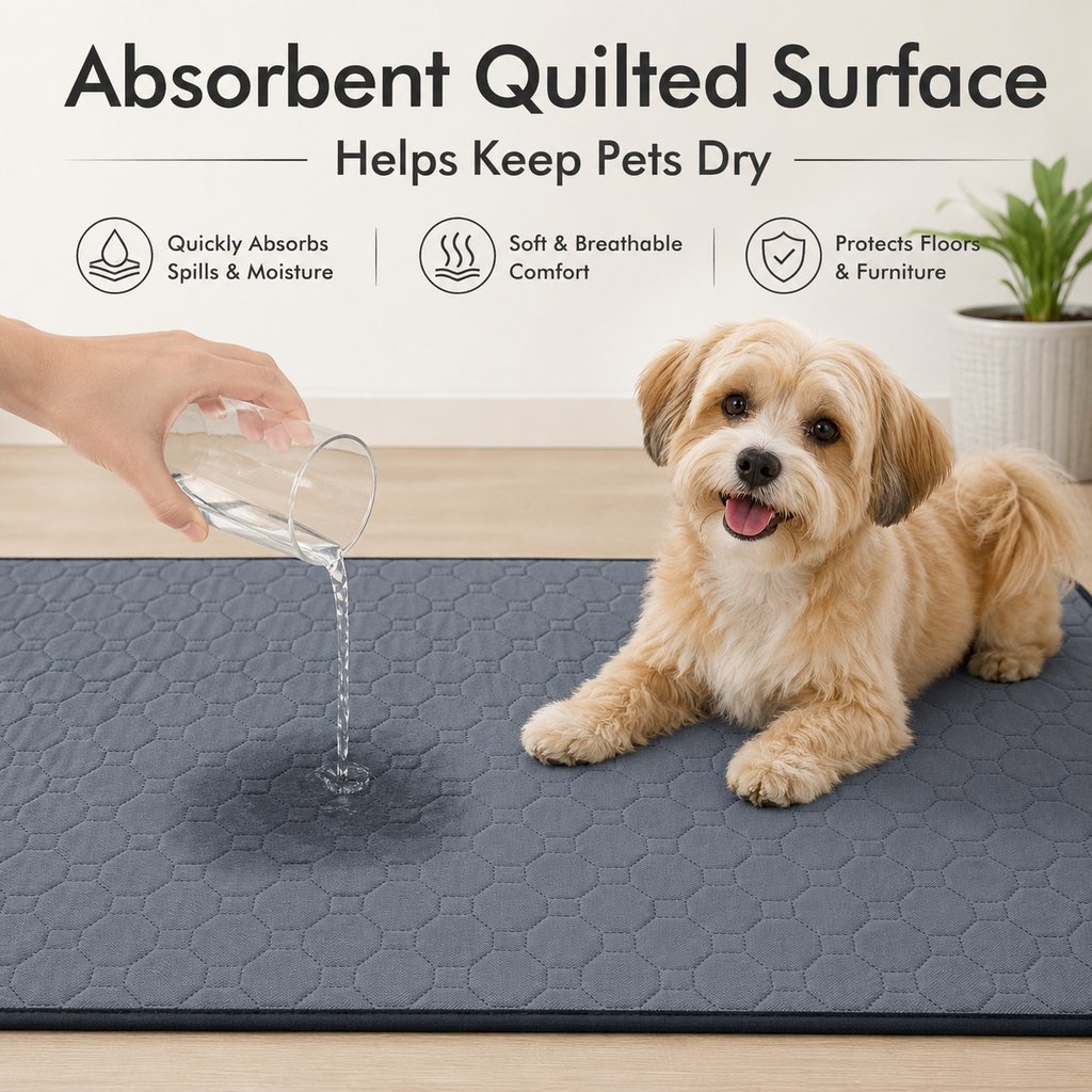 Reusable & Washable Absorbent Quilted Pet Pee Pad (Non-Slip Backing)