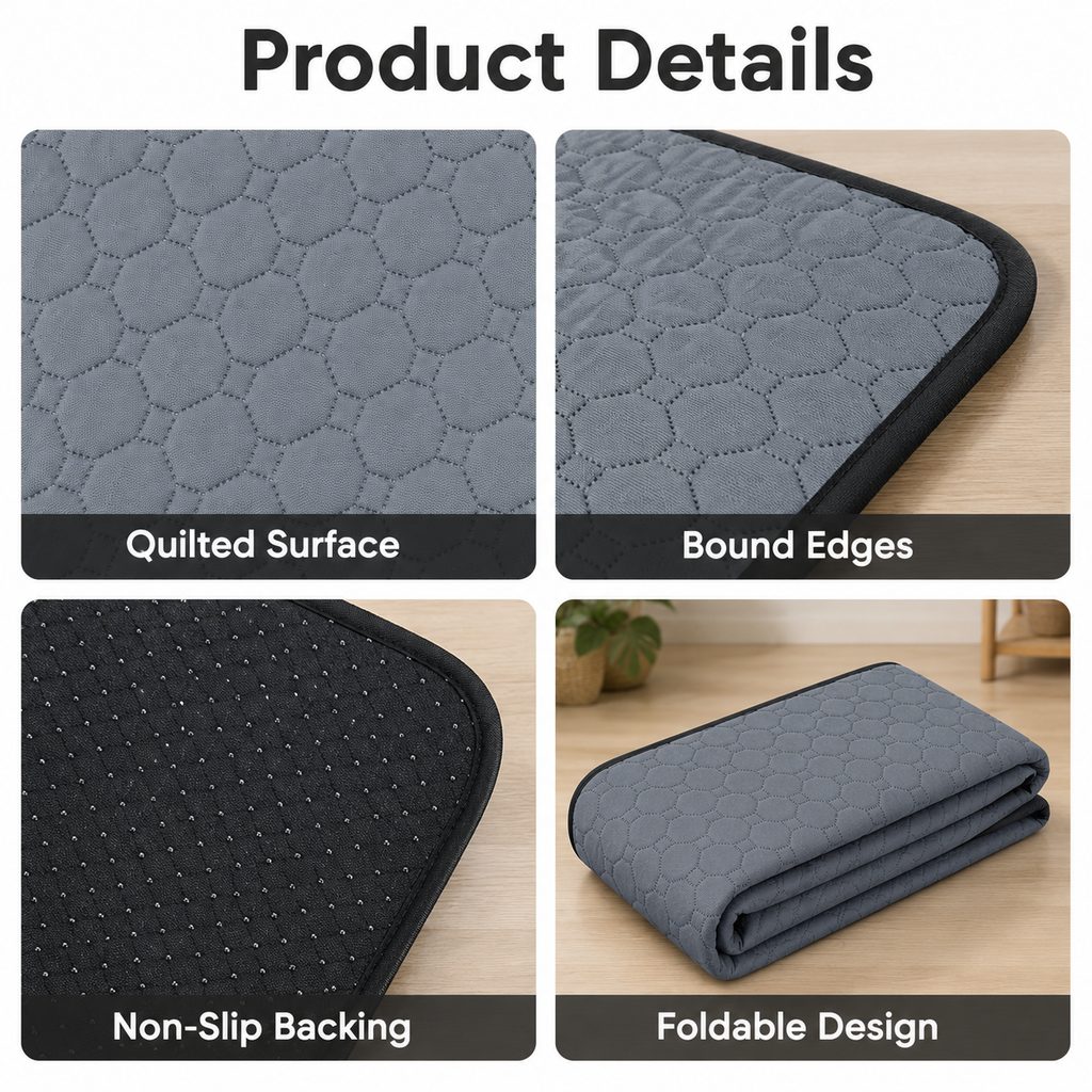 Reusable & Washable Absorbent Quilted Pet Pee Pad (Non-Slip Backing)