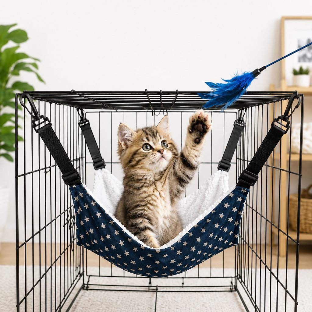 Reversible Plush & Fabric Cat Cage Hammock