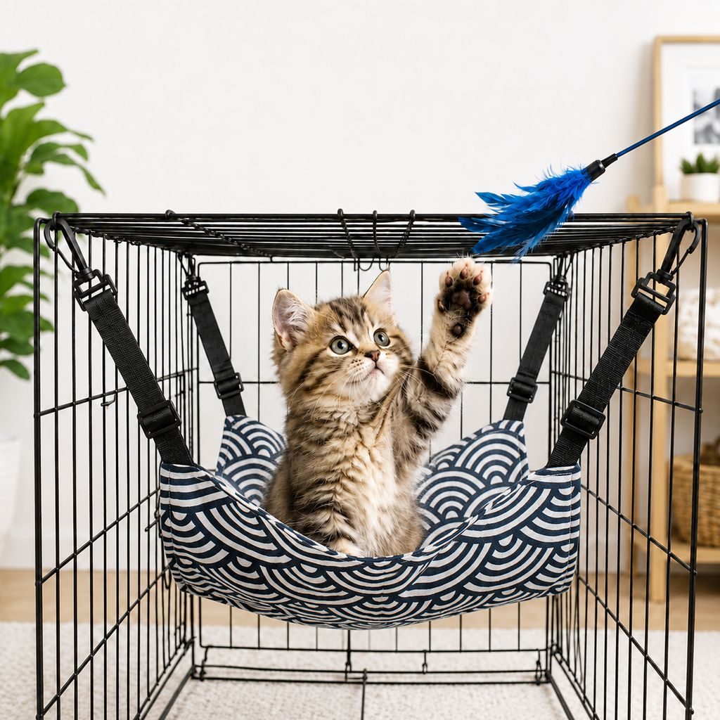 Reversible Plush & Fabric Cat Cage Hammock
