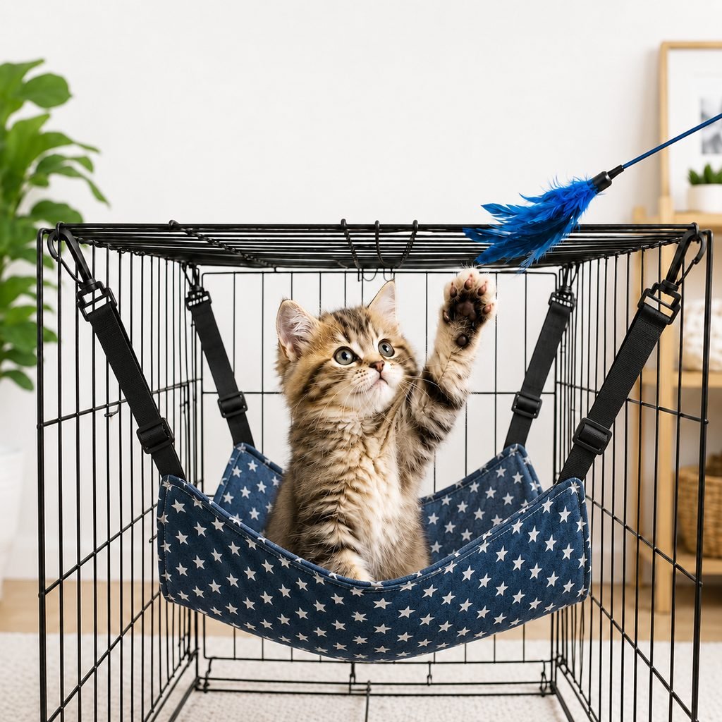 Reversible Plush & Fabric Cat Cage Hammock