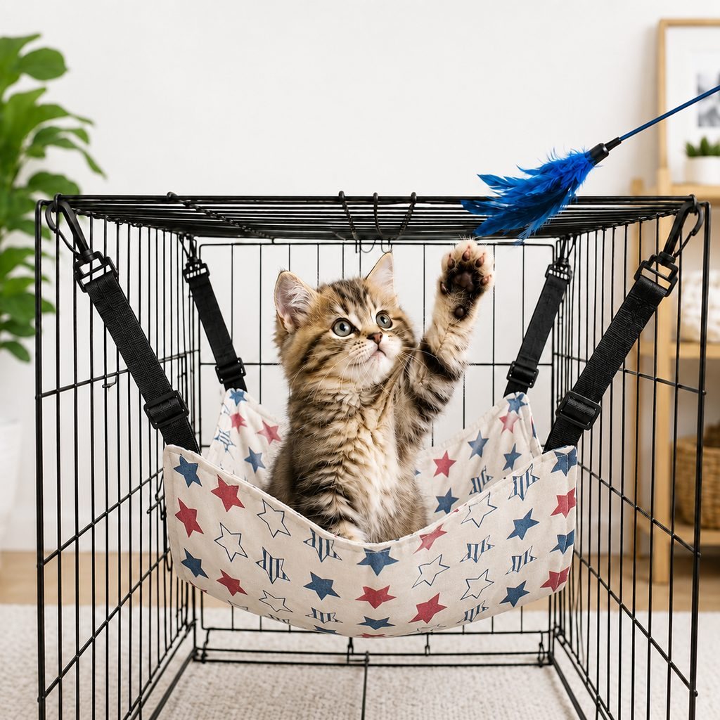 Reversible Plush & Fabric Cat Cage Hammock
