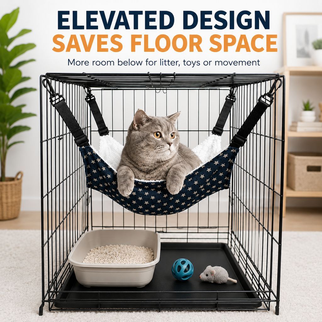 Reversible Plush & Fabric Cat Cage Hammock