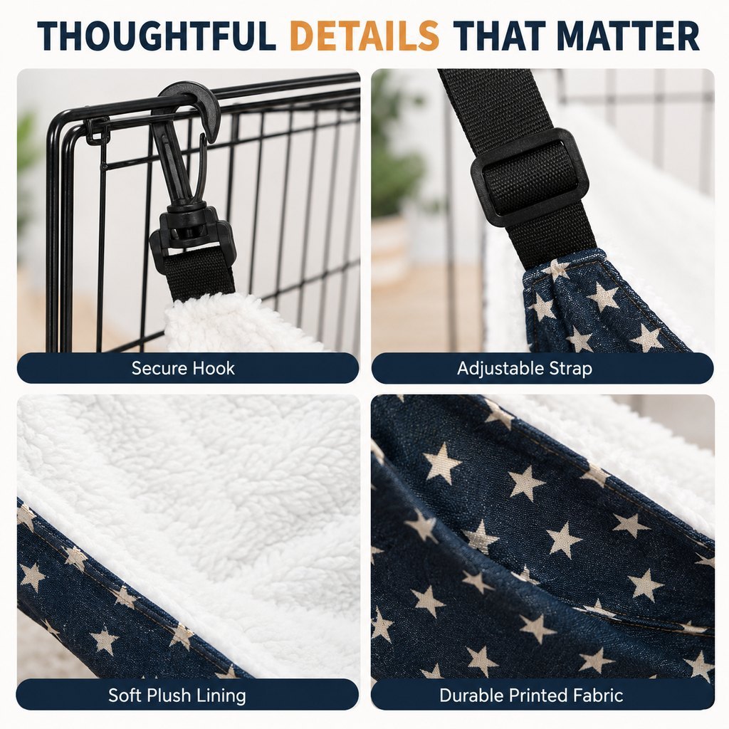 Reversible Plush & Fabric Cat Cage Hammock