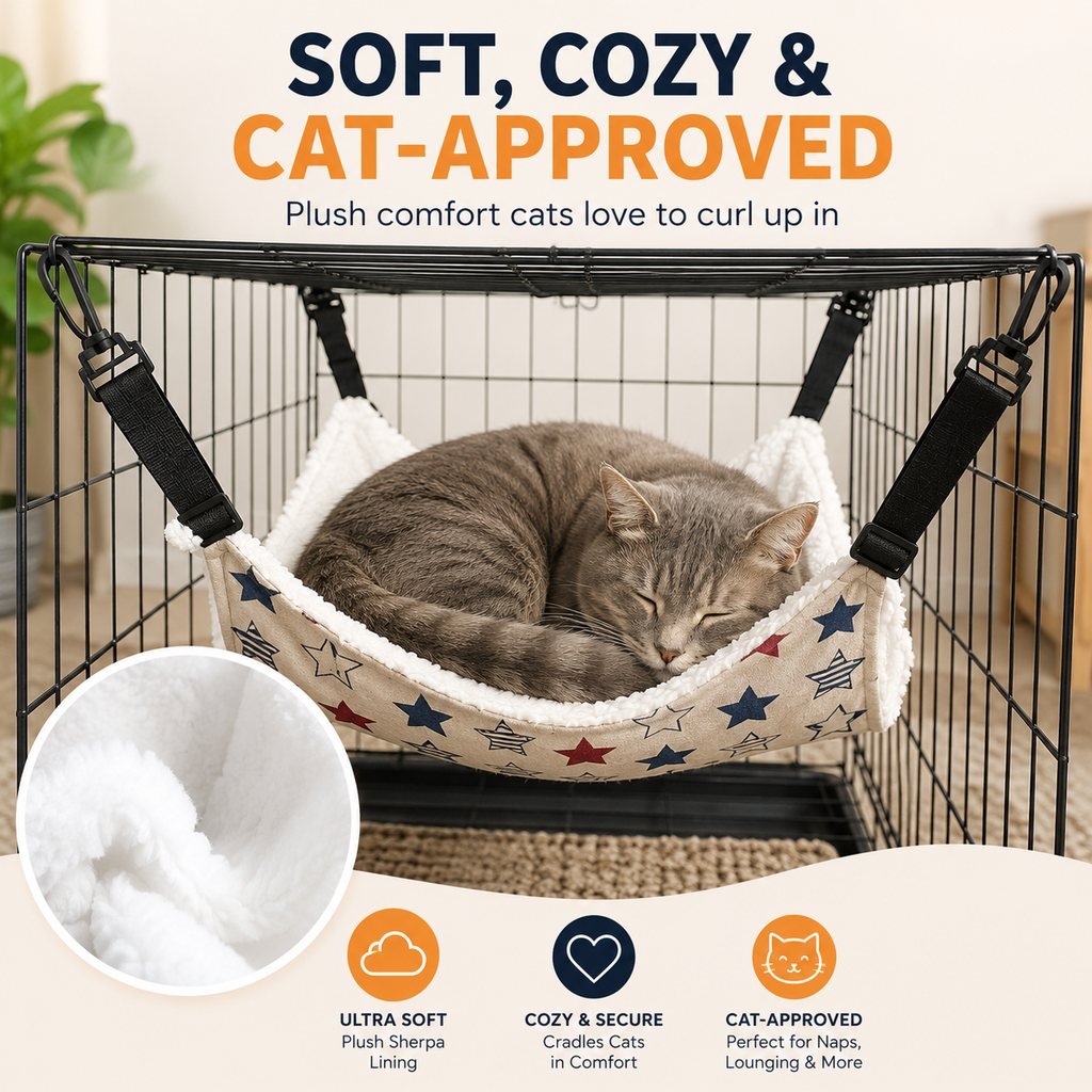 Reversible Plush & Fabric Cat Cage Hammock