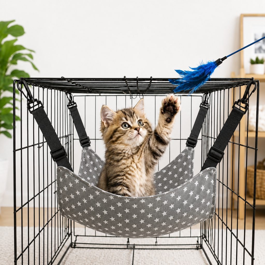 Reversible Plush & Fabric Cat Cage Hammock