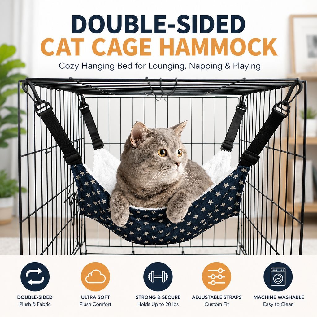 Reversible Plush & Fabric Cat Cage Hammock