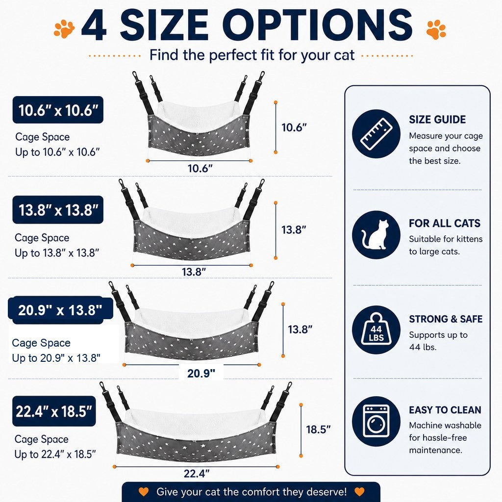 Reversible Plush & Fabric Cat Cage Hammock
