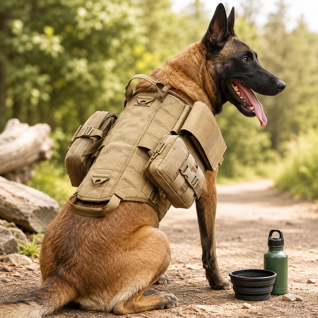 Rugged 600D Nylon Tactical Dog Backpack Harness