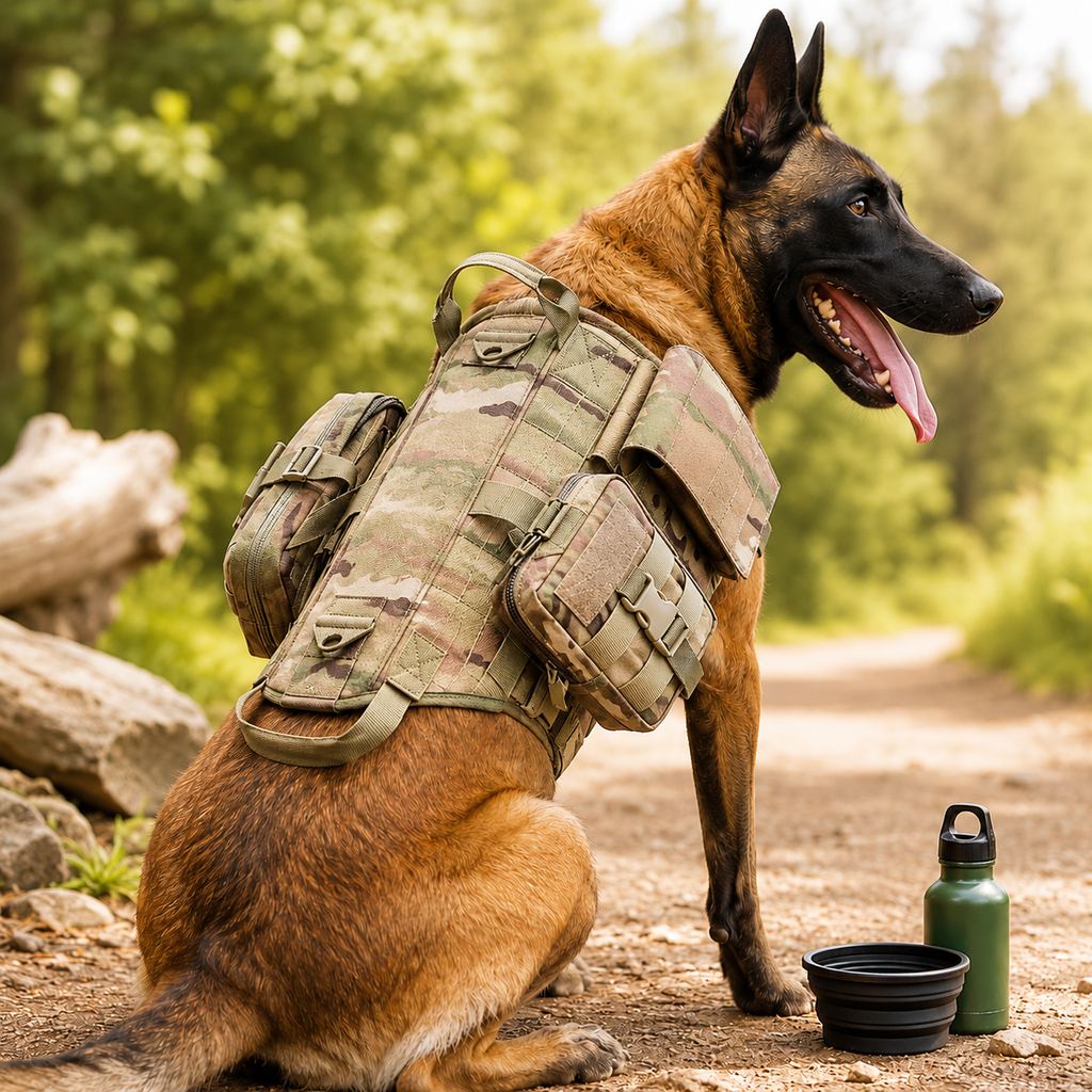 Rugged 600D Nylon Tactical Dog Backpack Harness