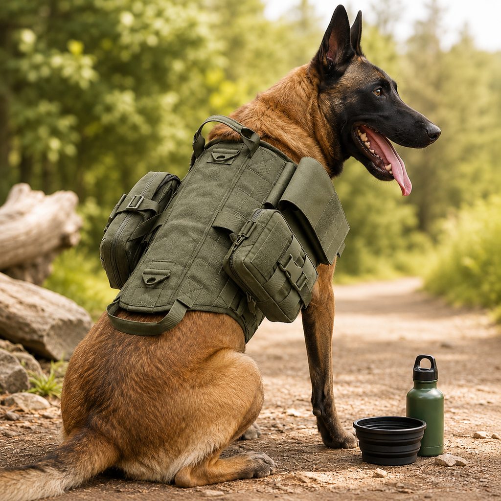 Rugged 600D Nylon Tactical Dog Backpack Harness