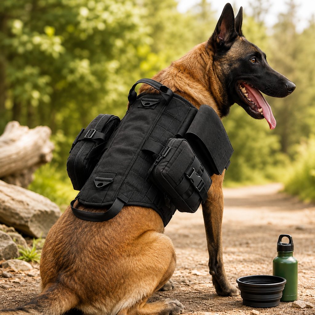 Rugged 600D Nylon Tactical Dog Backpack Harness