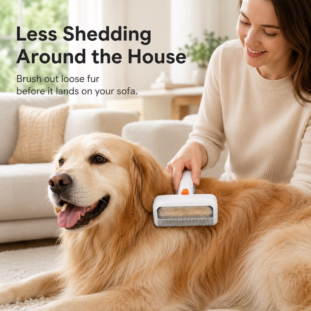 Self-Cleaning Dematting & Deshedding Pet Grooming Brush (For Cats & Dogs)