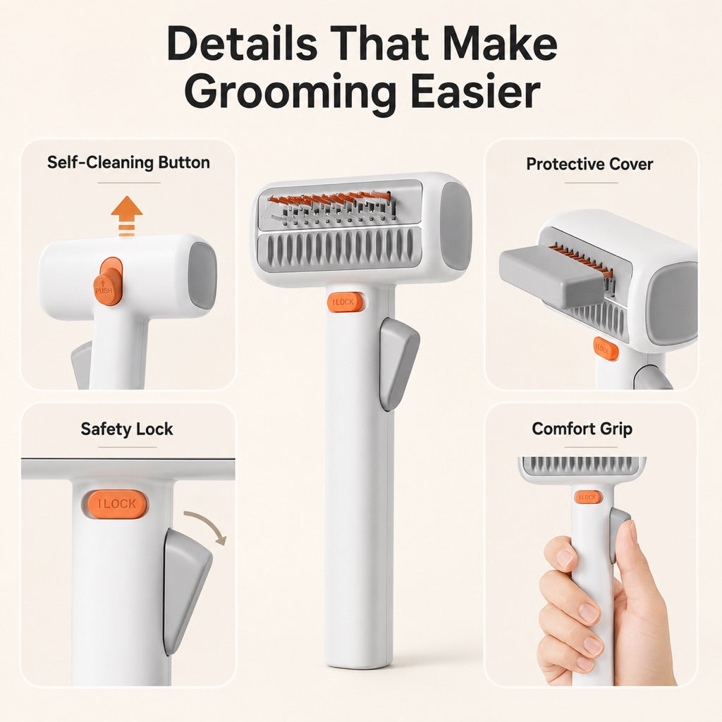 Self-Cleaning Dematting & Deshedding Pet Grooming Brush (For Cats & Dogs)