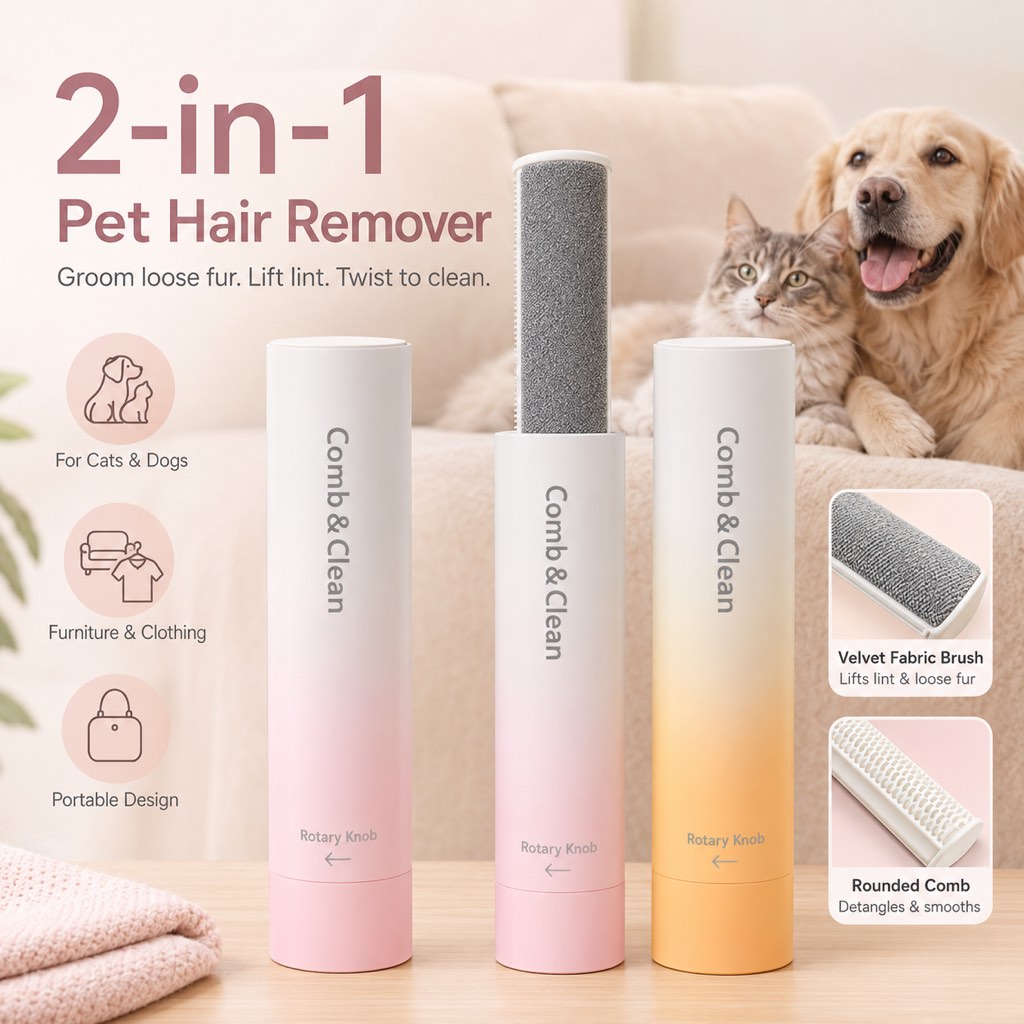 Self-Cleaning Stainless Steel Deshedding Brush (For Dogs & Cats)