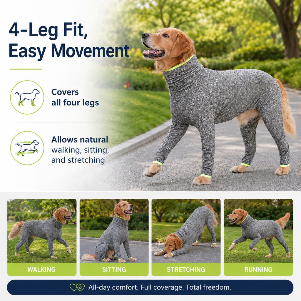 Shedding-Control Stretch Dog Full-Body Suit (Large Breed)