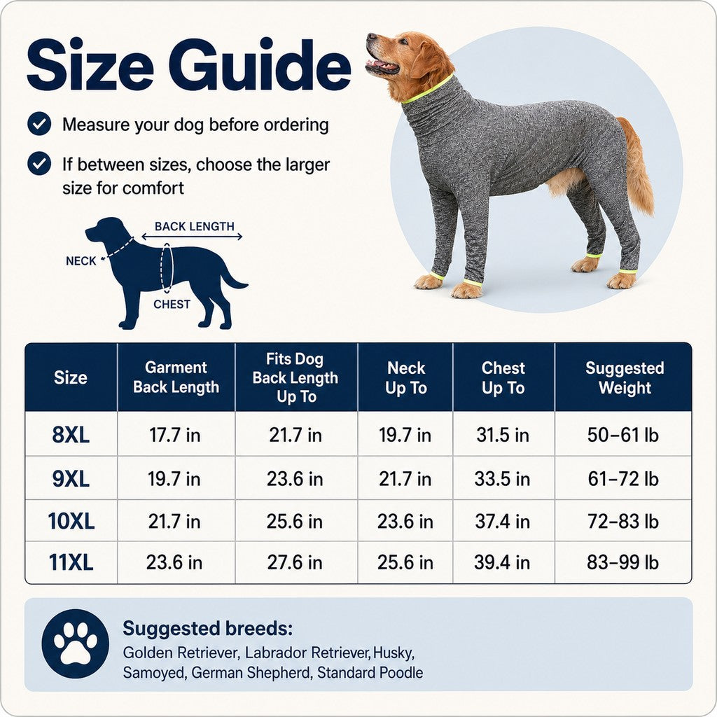 Shedding-Control Stretch Dog Full-Body Suit (Large Breed)
