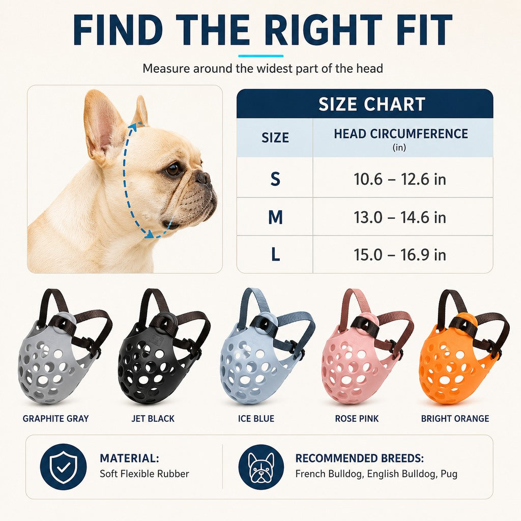 Short-Snouted Breathable Anti-Scavenging Dog Muzzle (Adjustable Straps)