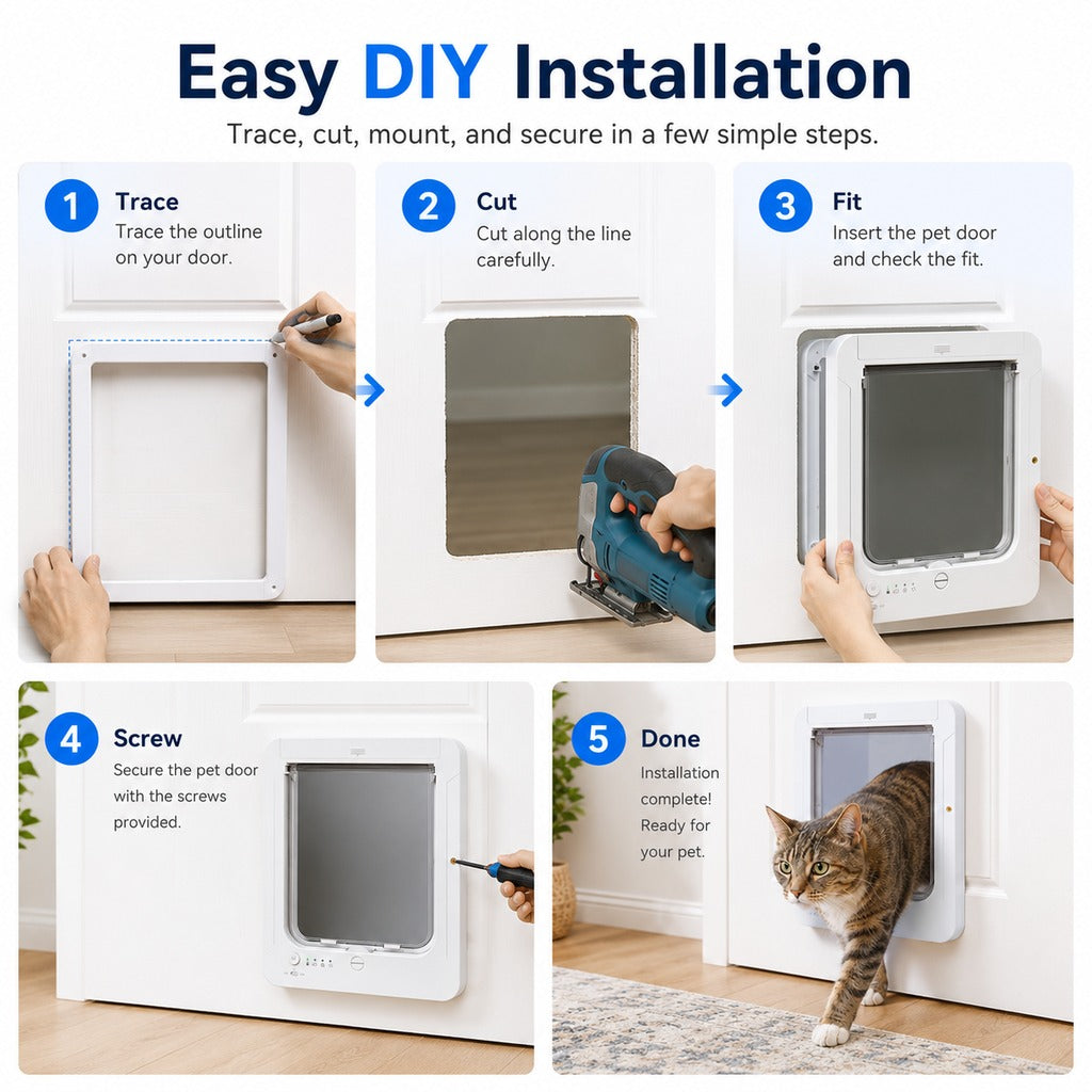 Smart RFID 4-Way Locking Cat Door (Fits Pets Under 25 lb)