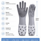 Soft Silicone Deshedding Pet Grooming Gloves (Long Sleeve)
