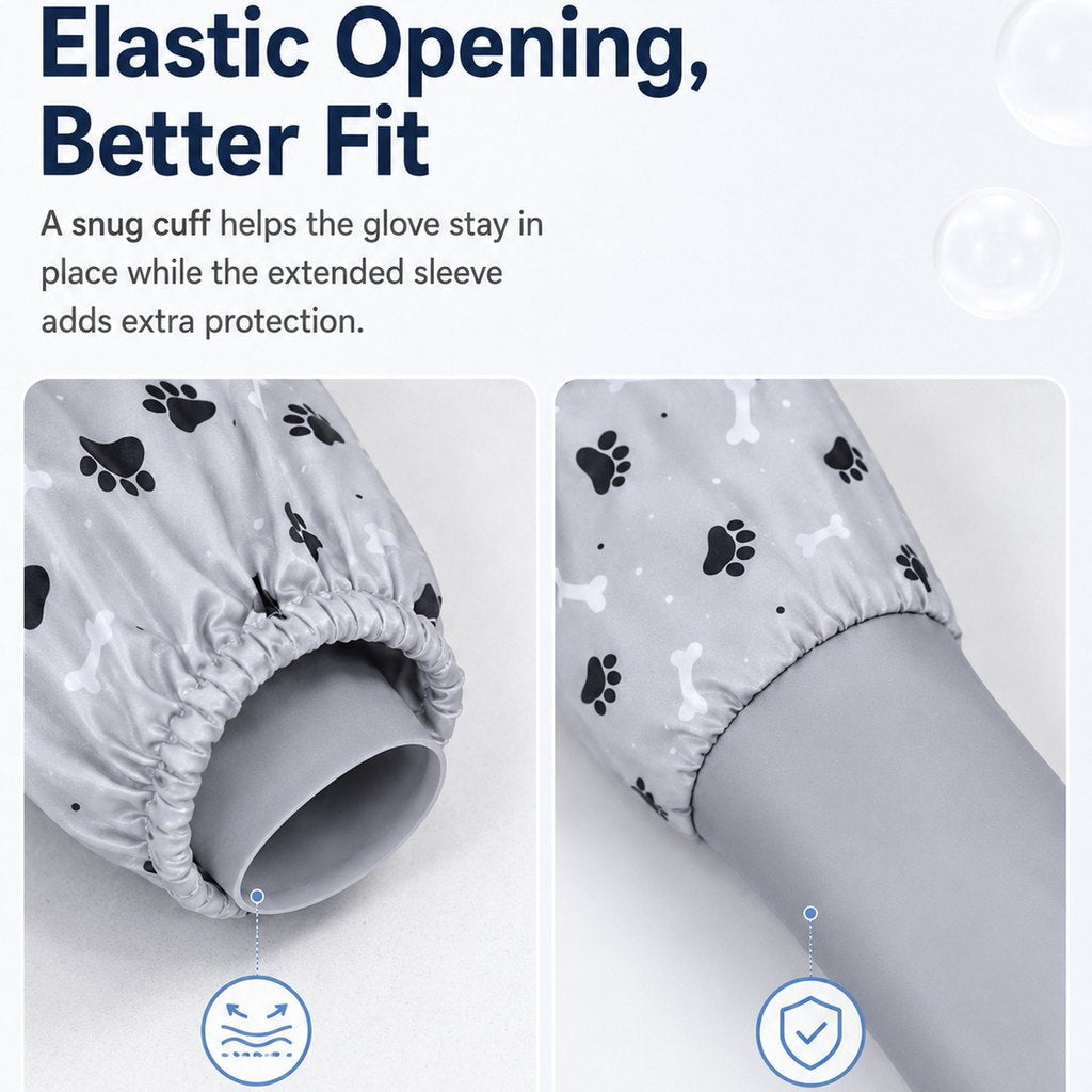 Soft Silicone Deshedding Pet Grooming Gloves (Long Sleeve)