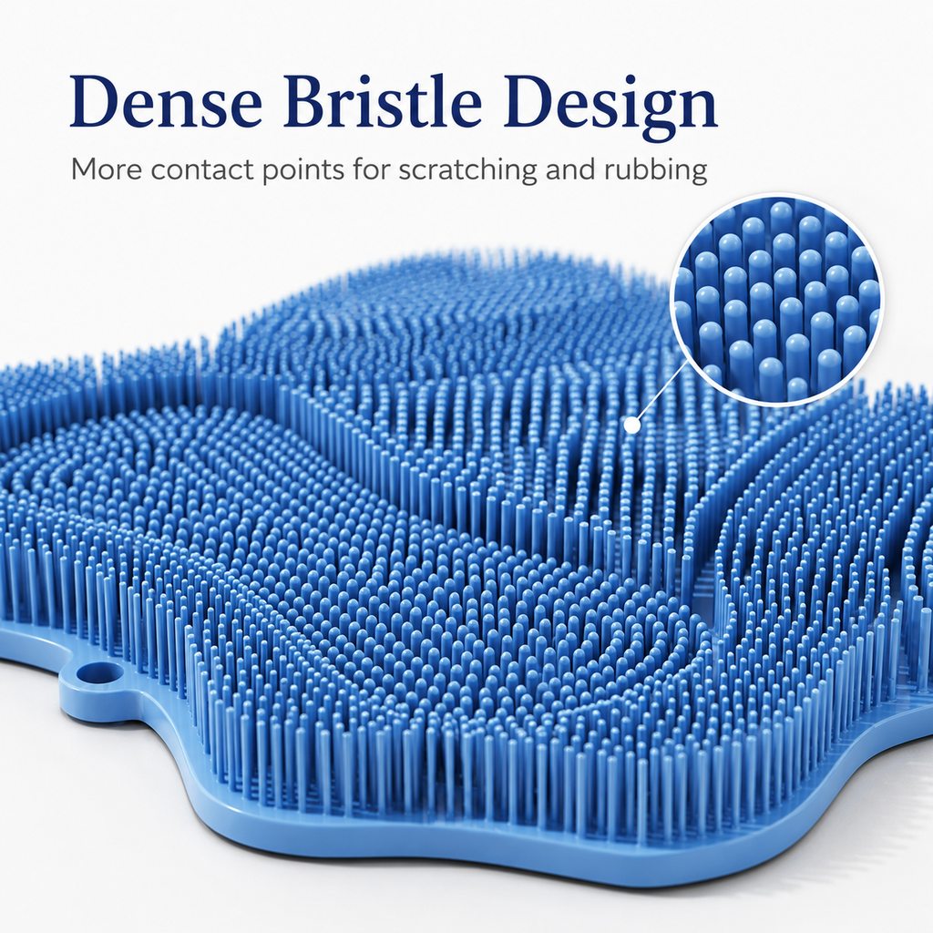 Soft TPR Bristles Cat Scratch & Massage Mat (Suction-Cup Backing)