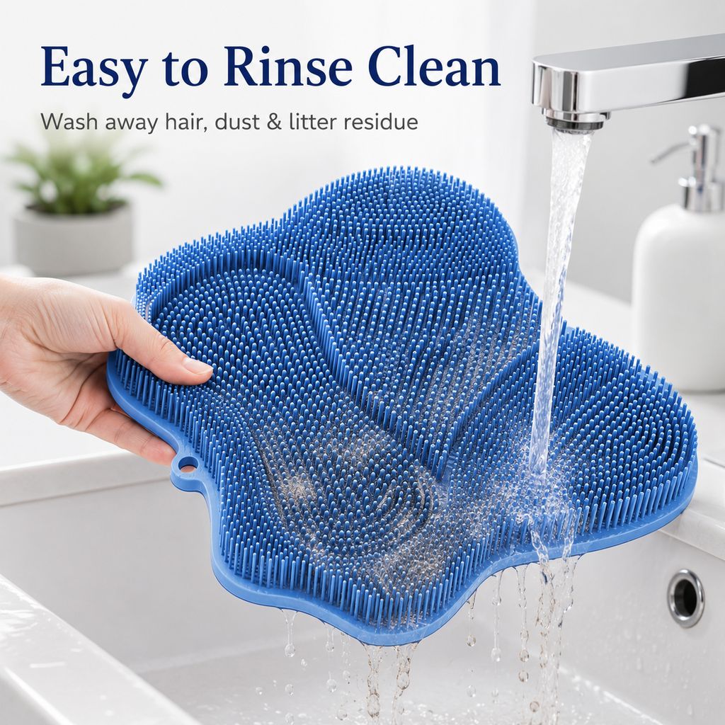 Soft TPR Bristles Cat Scratch & Massage Mat (Suction-Cup Backing)