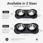 Spill-Proof Non-Slip Silicone Dual Pet Bowl (Removable Stainless Steel Bowls)