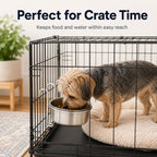 Stainless Steel No-Tip Hanging Pet Bowl (For Wire Crates)