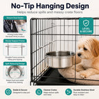 Stainless Steel No-Tip Hanging Pet Bowl (For Wire Crates)