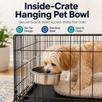 Stainless Steel No-Tip Hanging Pet Bowl (For Wire Crates)