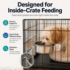 Stainless Steel No-Tip Hanging Pet Bowl (For Wire Crates)