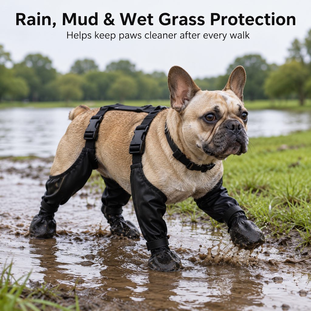 Stay-On Harness Water-Resistant & Anti-Slip Dog Boots