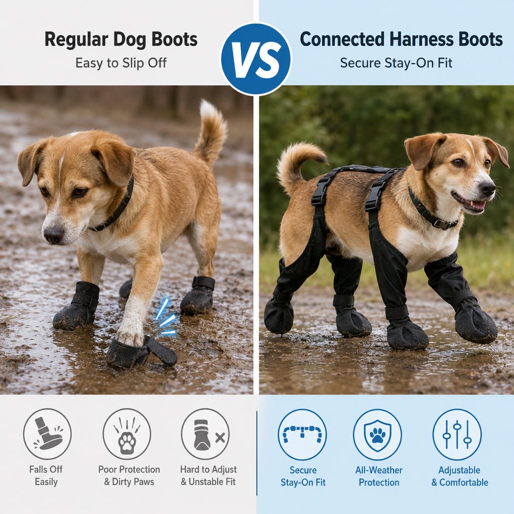 Stay-On Harness Water-Resistant & Anti-Slip Dog Boots