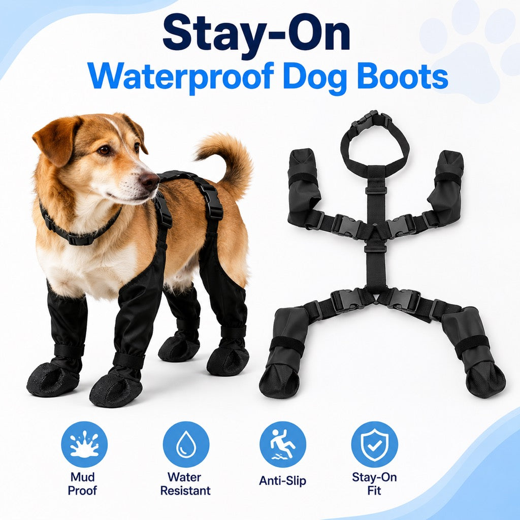 Stay-On Harness Water-Resistant & Anti-Slip Dog Boots
