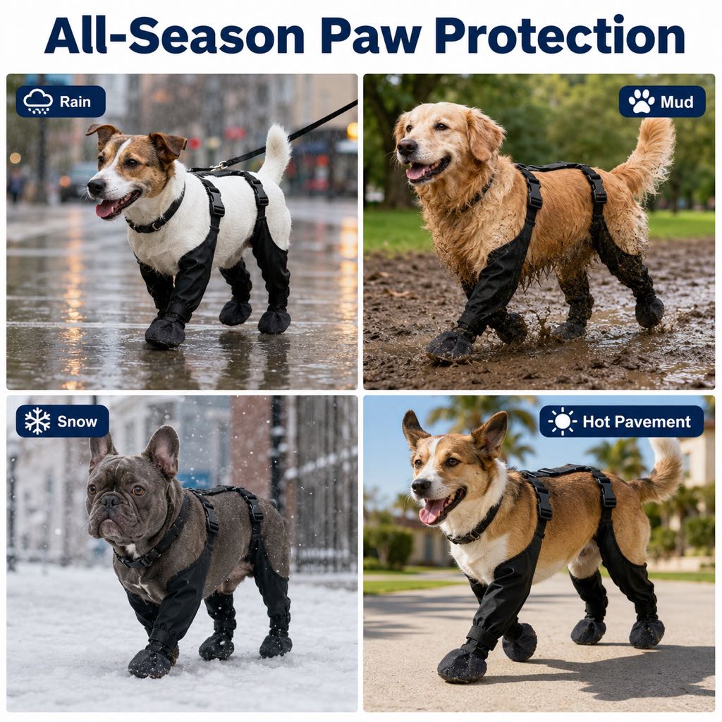Stay-On Harness Water-Resistant & Anti-Slip Dog Boots