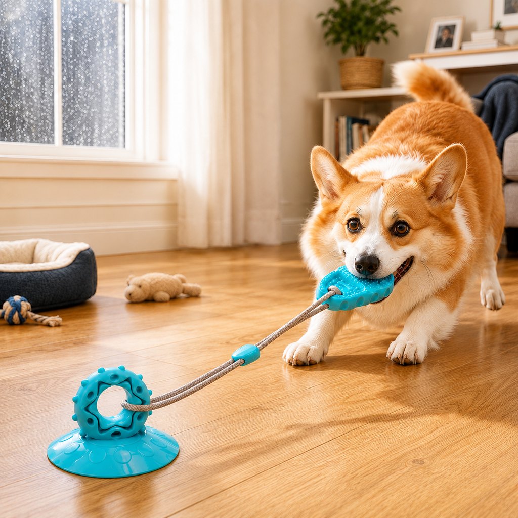 Suction Cup Dog Chew & Tug Toy (Textured Dental Nubs)