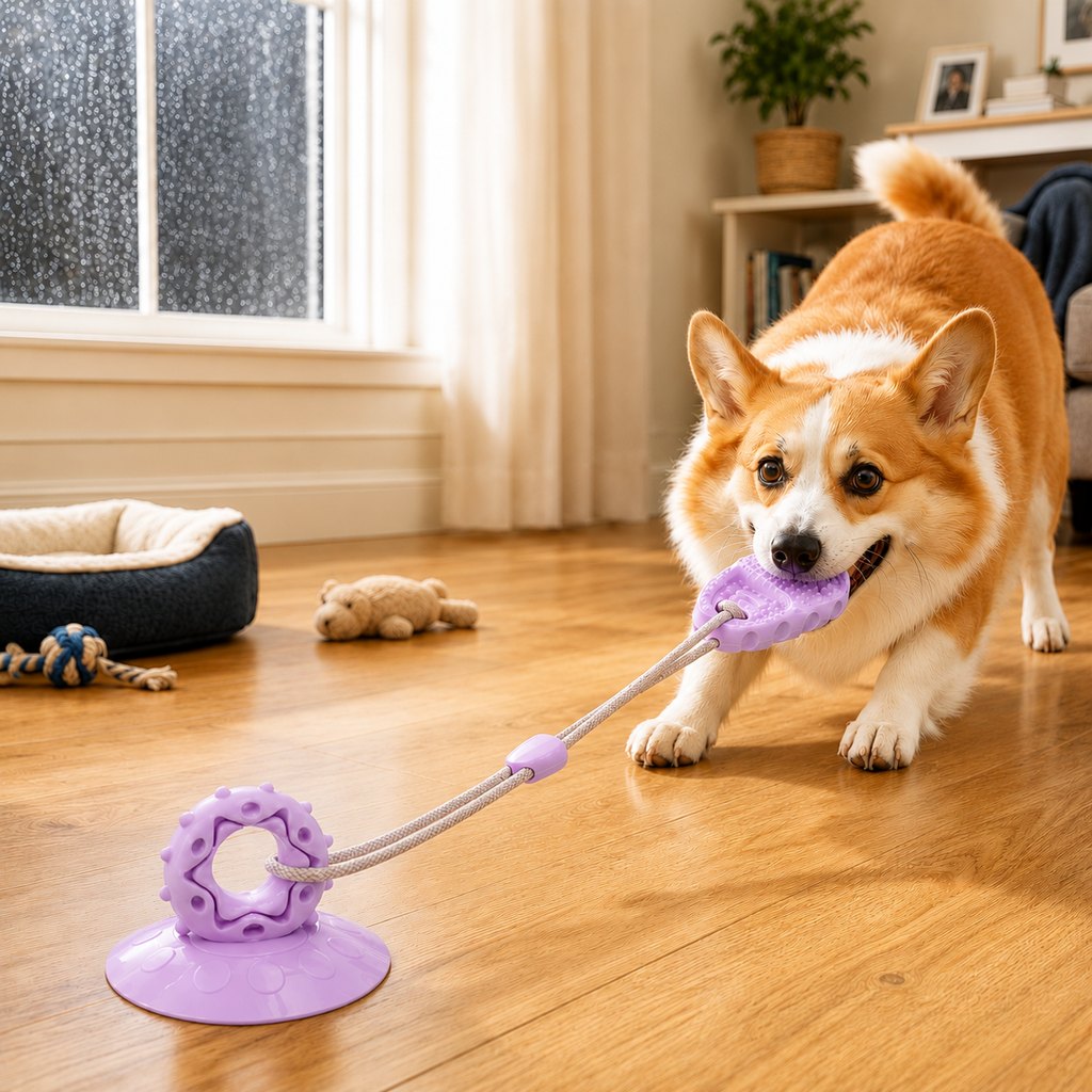 Suction Cup Dog Chew & Tug Toy (Textured Dental Nubs)