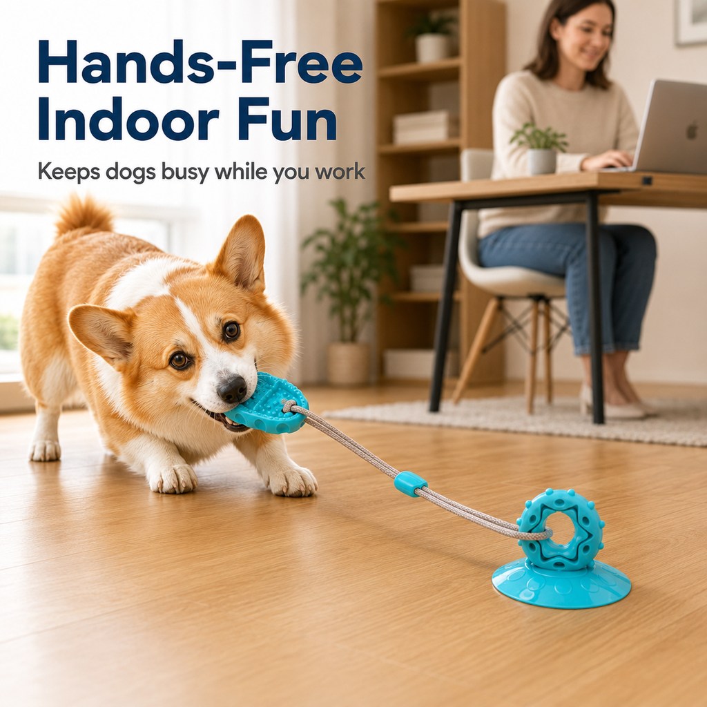 Suction Cup Dog Chew & Tug Toy (Textured Dental Nubs)