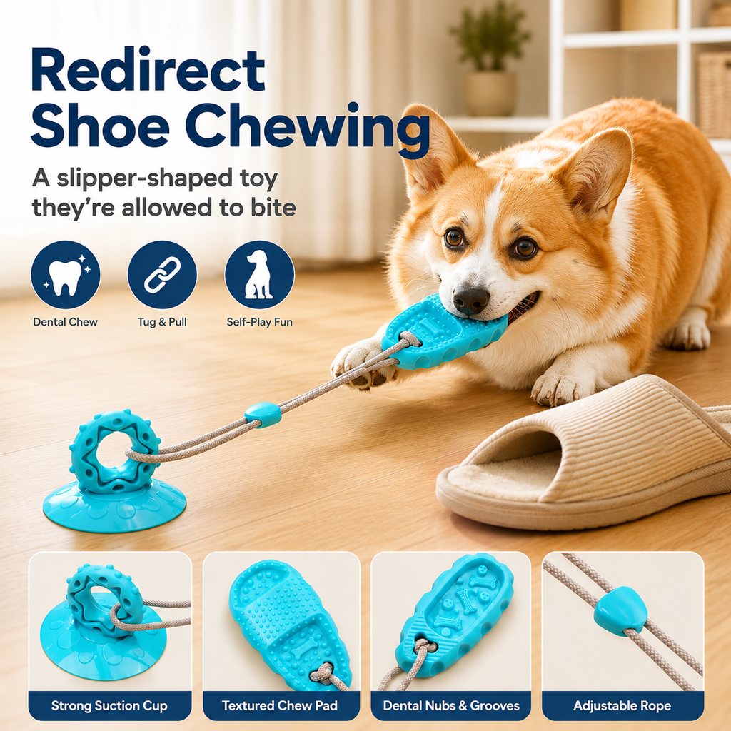 Suction Cup Dog Chew & Tug Toy (Textured Dental Nubs)