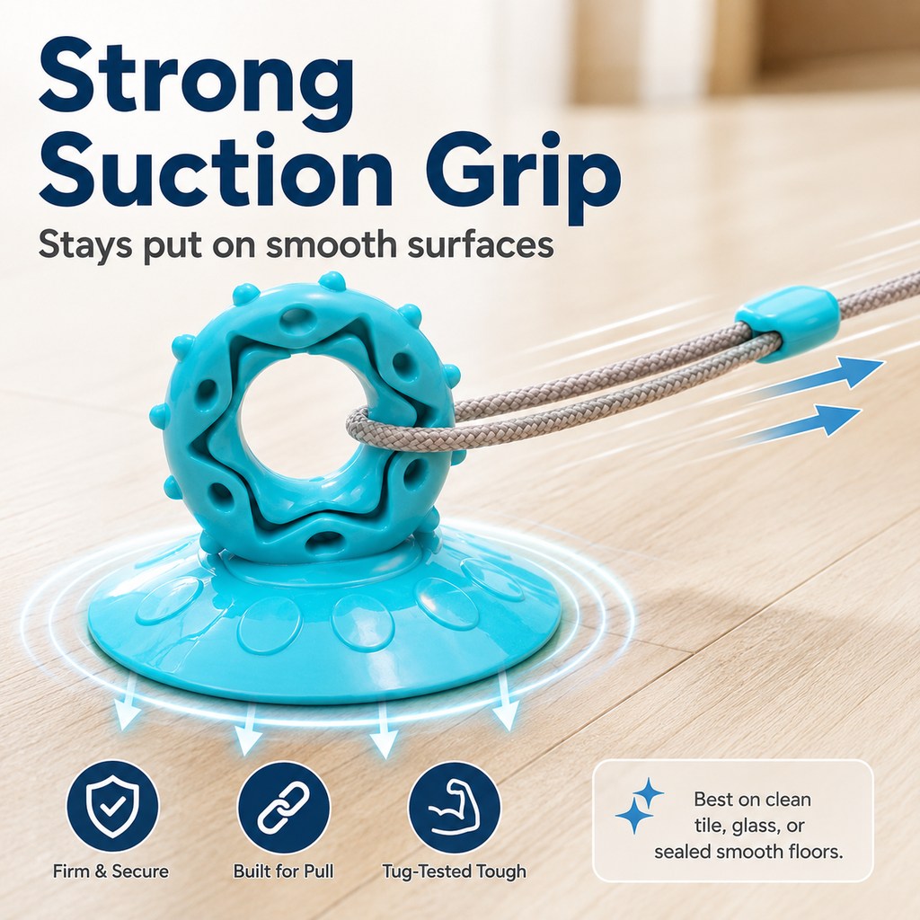 Suction Cup Dog Chew & Tug Toy (Textured Dental Nubs)