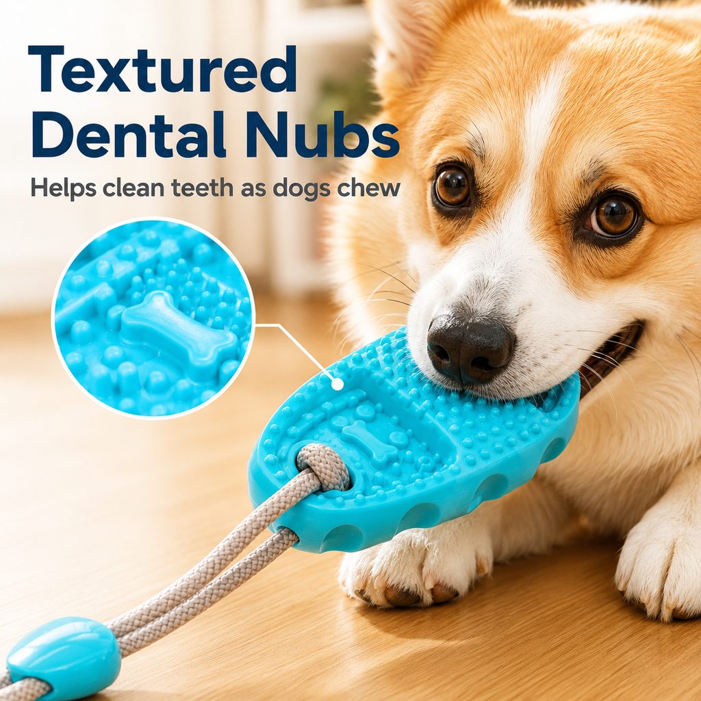 Suction Cup Dog Chew & Tug Toy (Textured Dental Nubs)
